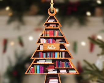 Book Lover Christmas Ornament, Retro Book Wood Ornament, Book Lover Gift, Book Club Ornament Gift, Book Reader Gifts, Book Exchange Gift