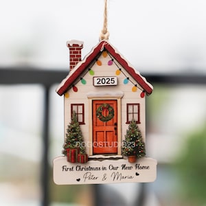 Personalized First Christmas in New Home Ornament 2025, Housewarming Homeowners Newlywed Christmas Gift Red home 3D style