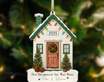 Personalized First Christmas in New Home Ornament 2025, Housewarming Homeowners Newlywed Christmas Gift