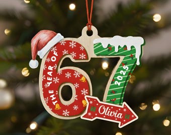 Custom Name Viral 67 Ornament, Six Seven Funny Christmas Ornament, Teen Slang Ornament Funny Gift, Gen Alpha Humor, 67 Meme Ornament