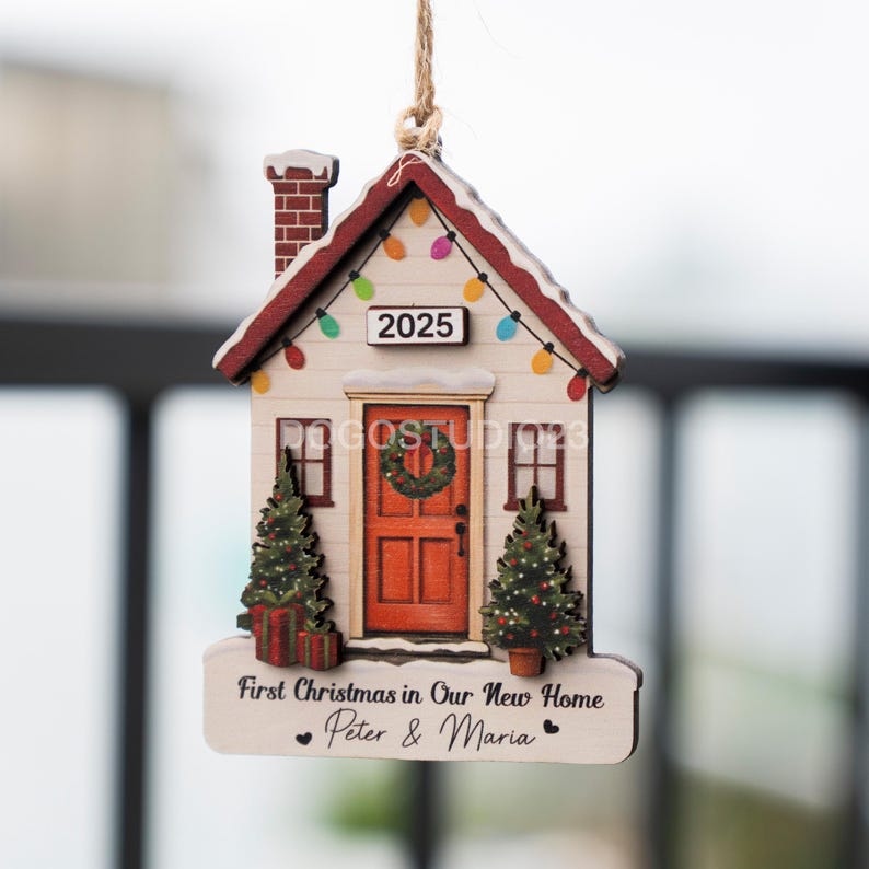 Personalized First Christmas in New Home Ornament 2025, Housewarming Homeowners Newlywed Christmas Gift immagine 10