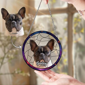 Personalized Dog Suncatcher Stained Glass, Dog Memorial Gift, Unique Personalized Gift for Pet Lovers, Custom Dog Portrait from Photo