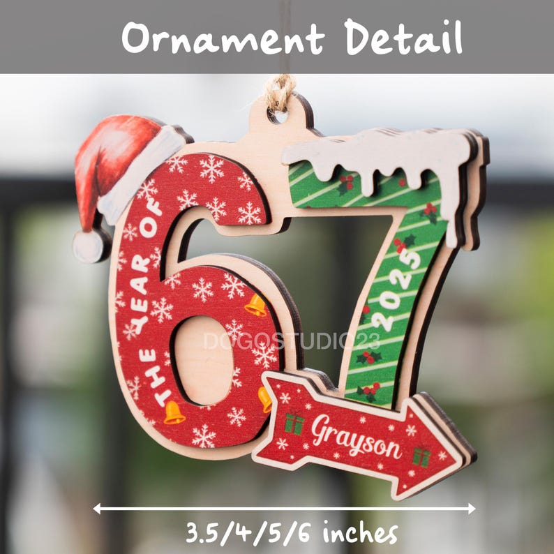 Custom Name Viral 67 Ornament, Six Seven Funny Christmas Ornament, Teen Slang Ornament Funny Gift, Gen Alpha Humor, 67 Meme Ornament image 5