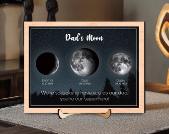 Personalized Moon Phase Frame, Custom Birthdate Gift for Dad