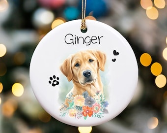 Personalized Watercolor Photo Pet Ornament, Custom Memorial Dog Portrait Ornament, Dog Lover Gift, Cat Lover Gift