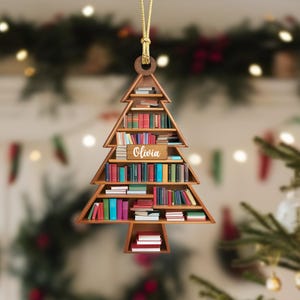 Book Lover Christmas Ornament, Retro Book Wood Ornament, Book Lover Gift, Book Club Gift, Book Lover, Book Reader Gifts, Book Club Ornament