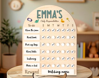 Kids Chore Chart, Kids Reward Chart, Daily Responsibilities Chart, Toddler Reward Chore Chart, Personalize Kids Routine Chart