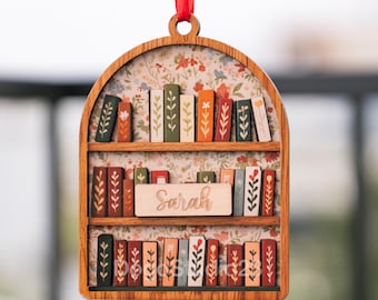 Christmas Bookshelf Ornament, Book Lover Gift, Book Club Ornament, Bookish Ornament, Book Ornament, Christmas Tree Book Exchange Gift