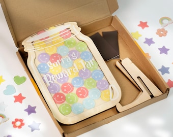 Smiley Face Reward Jar, Wooden Classroom Decor, Behavior System
