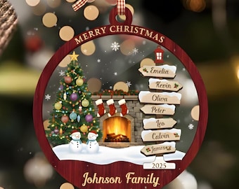 Family Name Christmas Tree Ornament, Personalized Family Name Ornament, Family Ornament Holiday Keepsake, Family Xmas Gift 2025