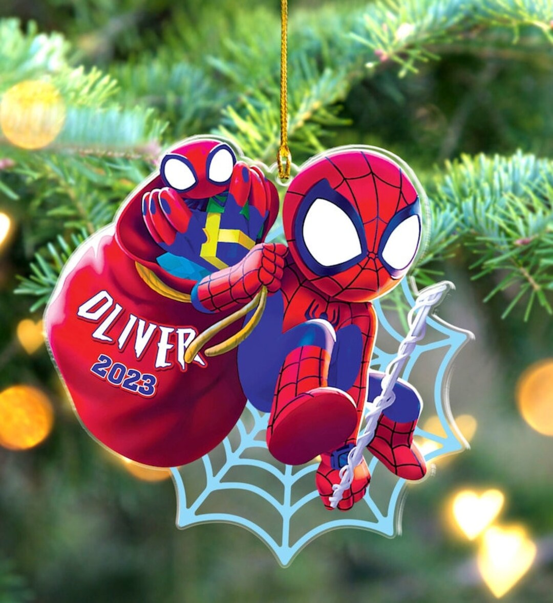 Spiderman Christmas Ornament Gift Personalized Spiderman Etsy