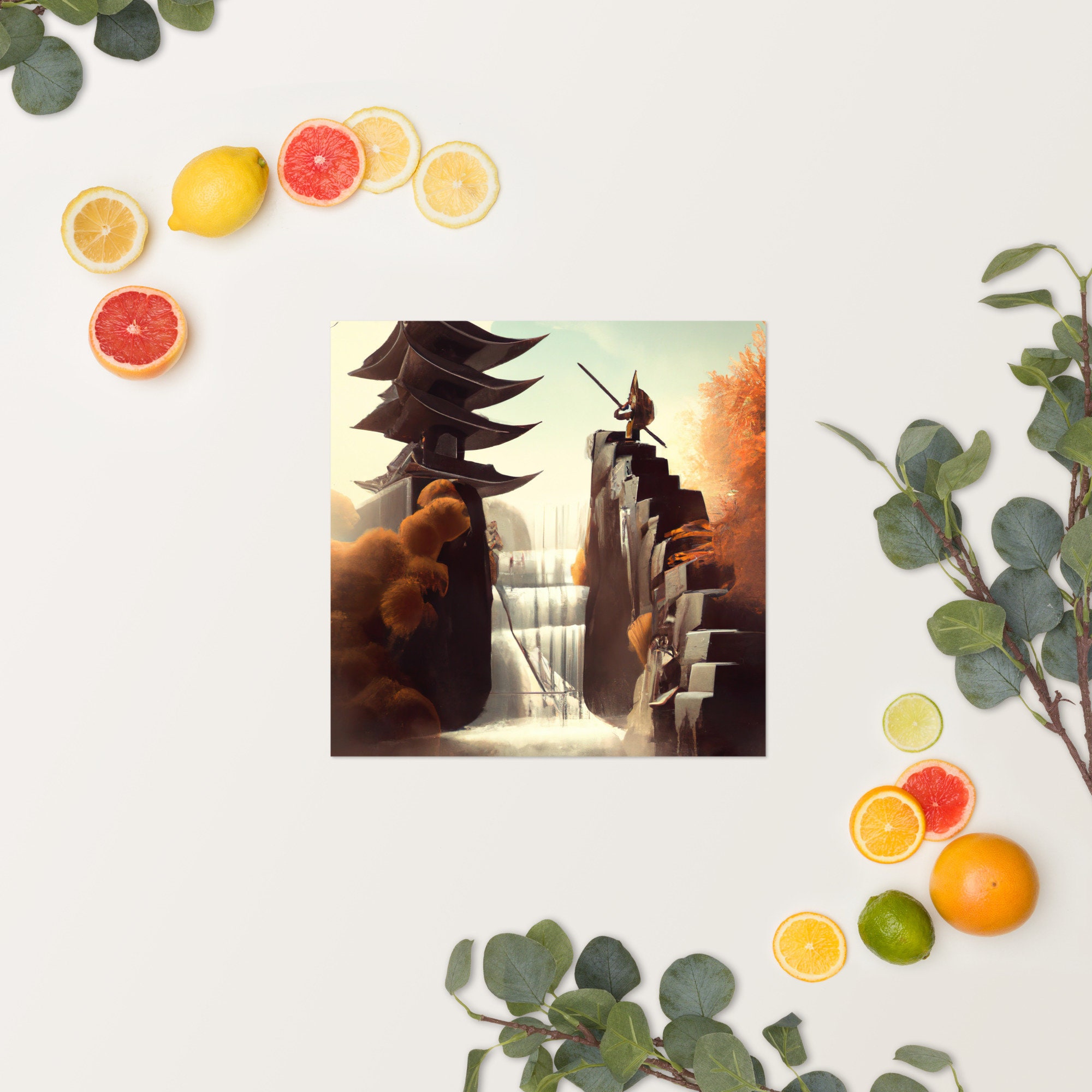 Japanese Style Posters Samurai Tower Etsy