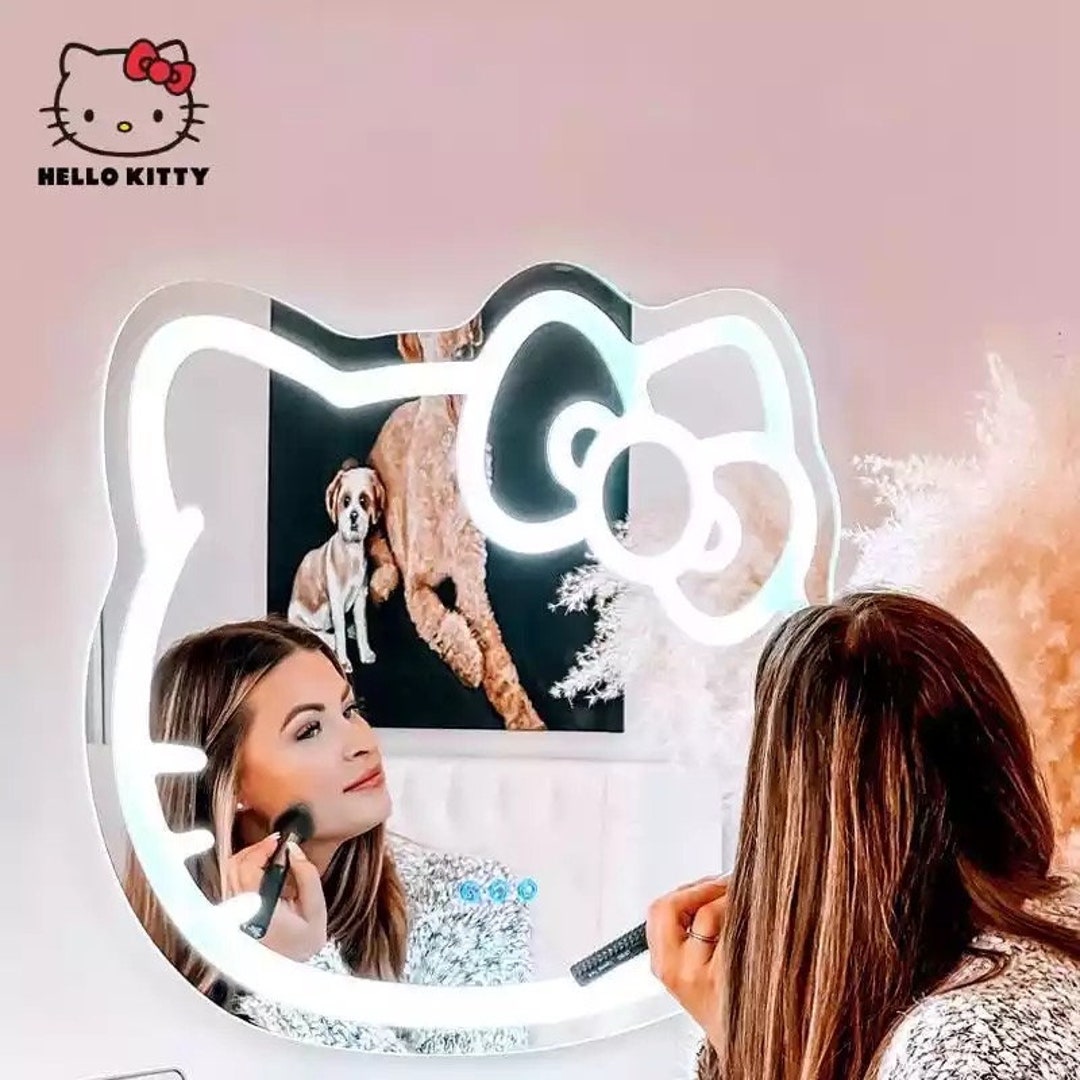 Hello Kitty Mirror With Light Glow Cute Sanrio Vanity Mirror