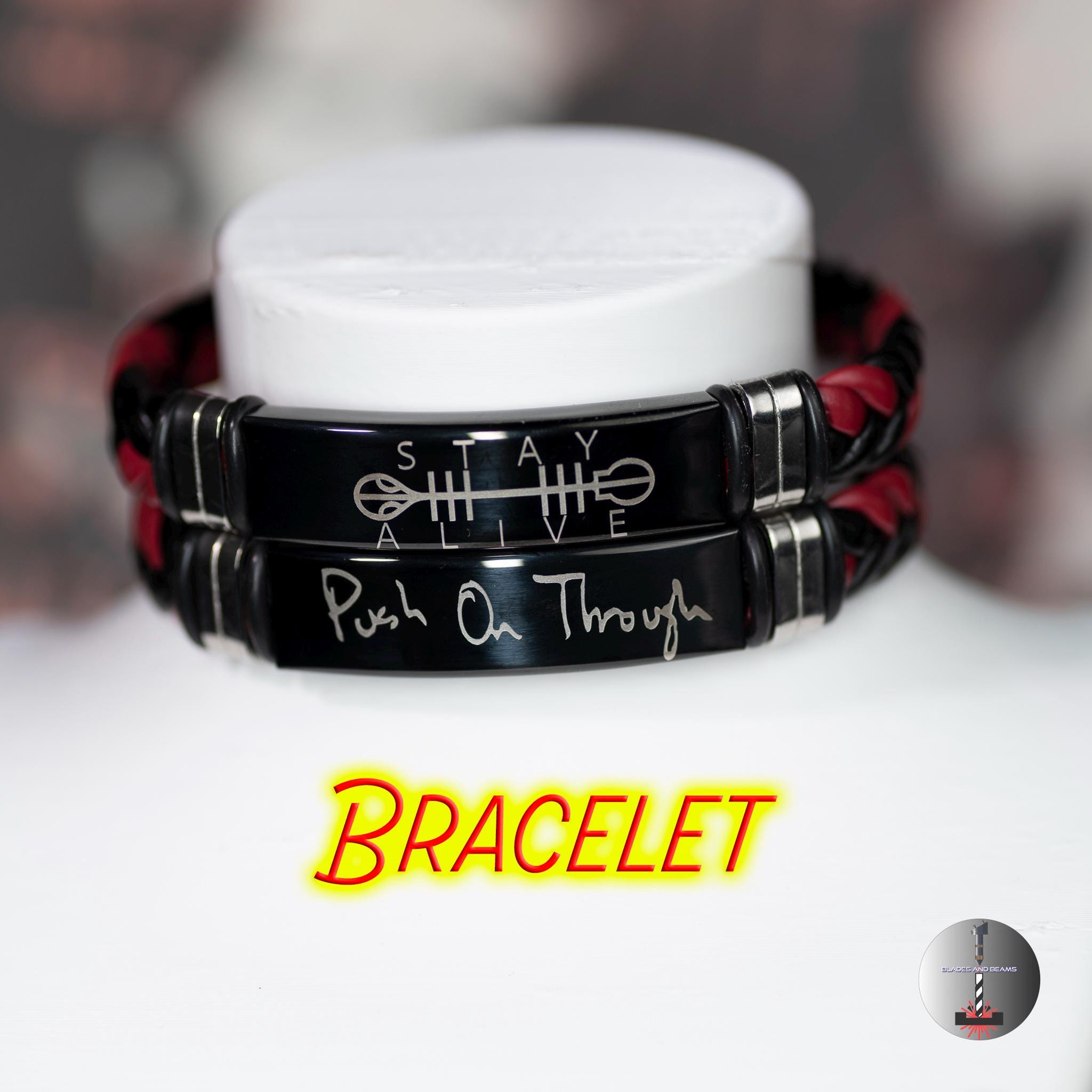 Push On Through or Stay Alive Bracelet - Twenty One Pilots - Oldies Station - Motiviational Gift - Survivor - Strength - Courage - Breach
