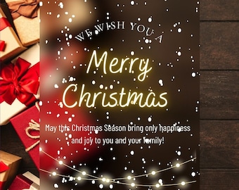 Tarjeta navideña electrónica animada, tarjeta de felicitación digital, te deseamos una Feliz Navidad, tarjeta navideña editable, descarga instantánea, tarjeta navideña electrónica 2022