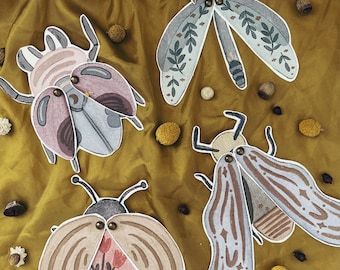 Lunar bugs paper craft | Bugs nature study printable | Bug activity pack | Nature paper play