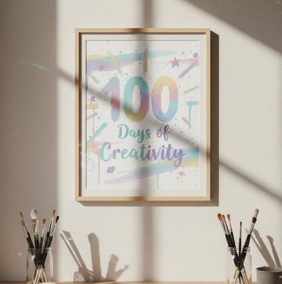 100 Day Creativity Challenge PDF | High 300 DPI Habit Tracker Poster ...