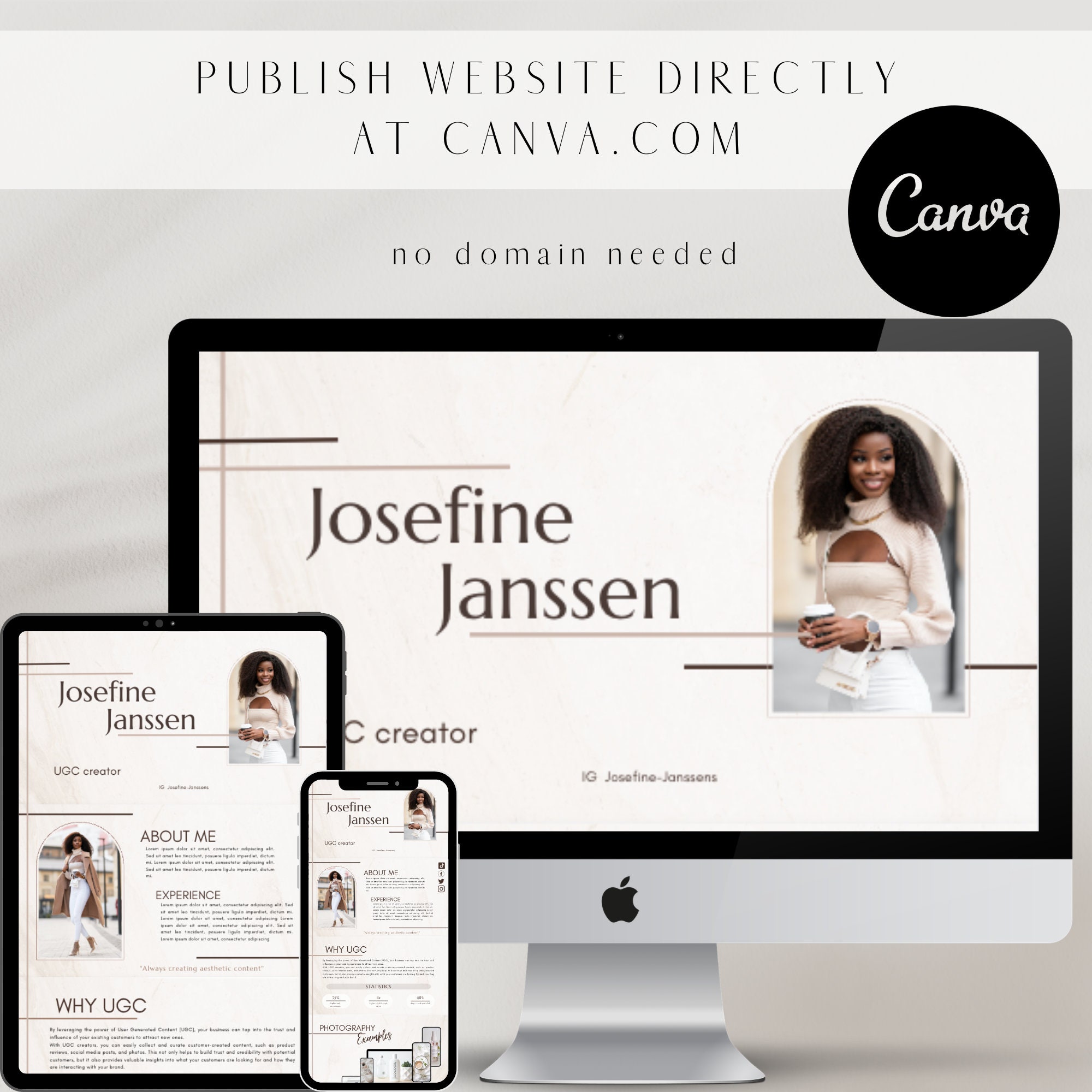 Canva Portfolio Website Template for UGC Creators , Instant Download ...
