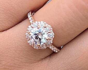 2 Ct Round Cut Double Halo Engagement Ring, Double Halo Moissanite Wedding Rings, Diamond Simulants CZ Rings Sterling Silver, Rings For Her