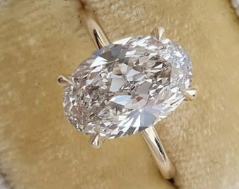 Anillo de compromiso de moissanita solitario incoloro de corte ovalado de 3 CT, anillo de moissanita de solitario ovalado, anillo de regalo de aniversario, anillo nupcial, anillo diario