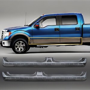 DASPARTS Factory Style Rocker Panel Pair – 2009-2014 Ford F-150 Super/Extended Cab – Steel, Black, Electrophoresis Coated