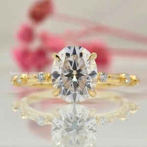 2.5 CT Oval Cut Moissanite Engagement Ring, Oval Solitaire Moissanite Ring, 14K Solid Gold Ring, Bridal Ring, Anniversary Gift For Her