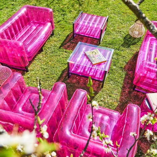 Crystal Pink & Aluminum Indoor/ Outdoor Furniture Set sofa Etsy
