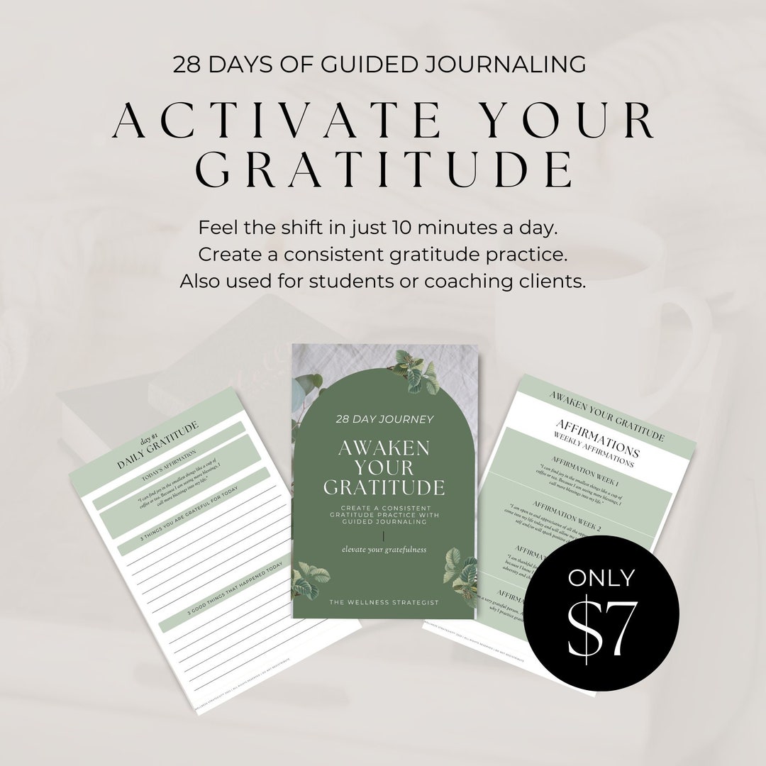 28 Day Guided Gratitude Journaling Practice INSTANT DOWNLOAD