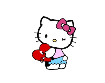 Zwinkernde Katze mit Herz Digital Sticker - Kawaii Planner Insert/Clipart - Ästhetischer digitaler Download für Telefon, Journal & Scrapbook PNG