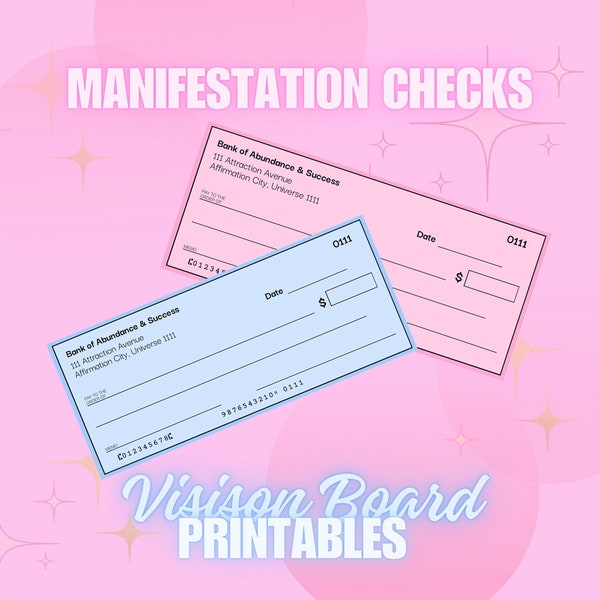 Angel Number 111 Manifestation Checks, Abundance Vision Board Printables, Law of Attraction Money Manifestation, Financial Goal Setting