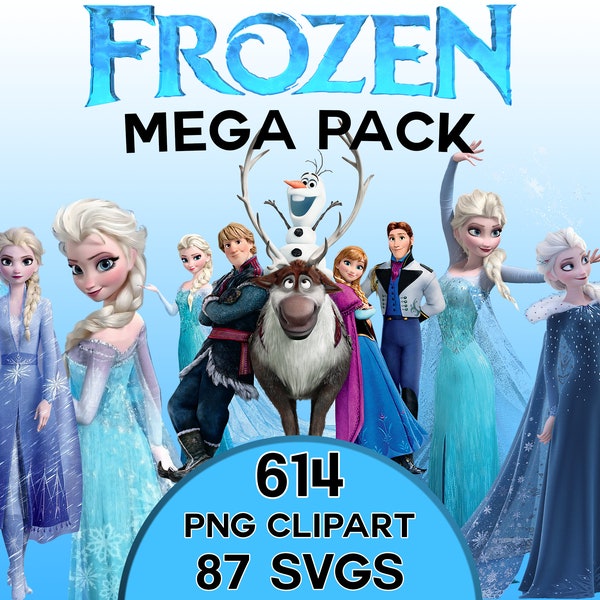 Frozen Mega Bundle, Frozen PNG,SVG, Princess Frozen Elsa, Anna, Olaf, Frozen,Frozen Clipart, Frozen SVG, Frozen 2 Clipart, Frozen 2 svg,