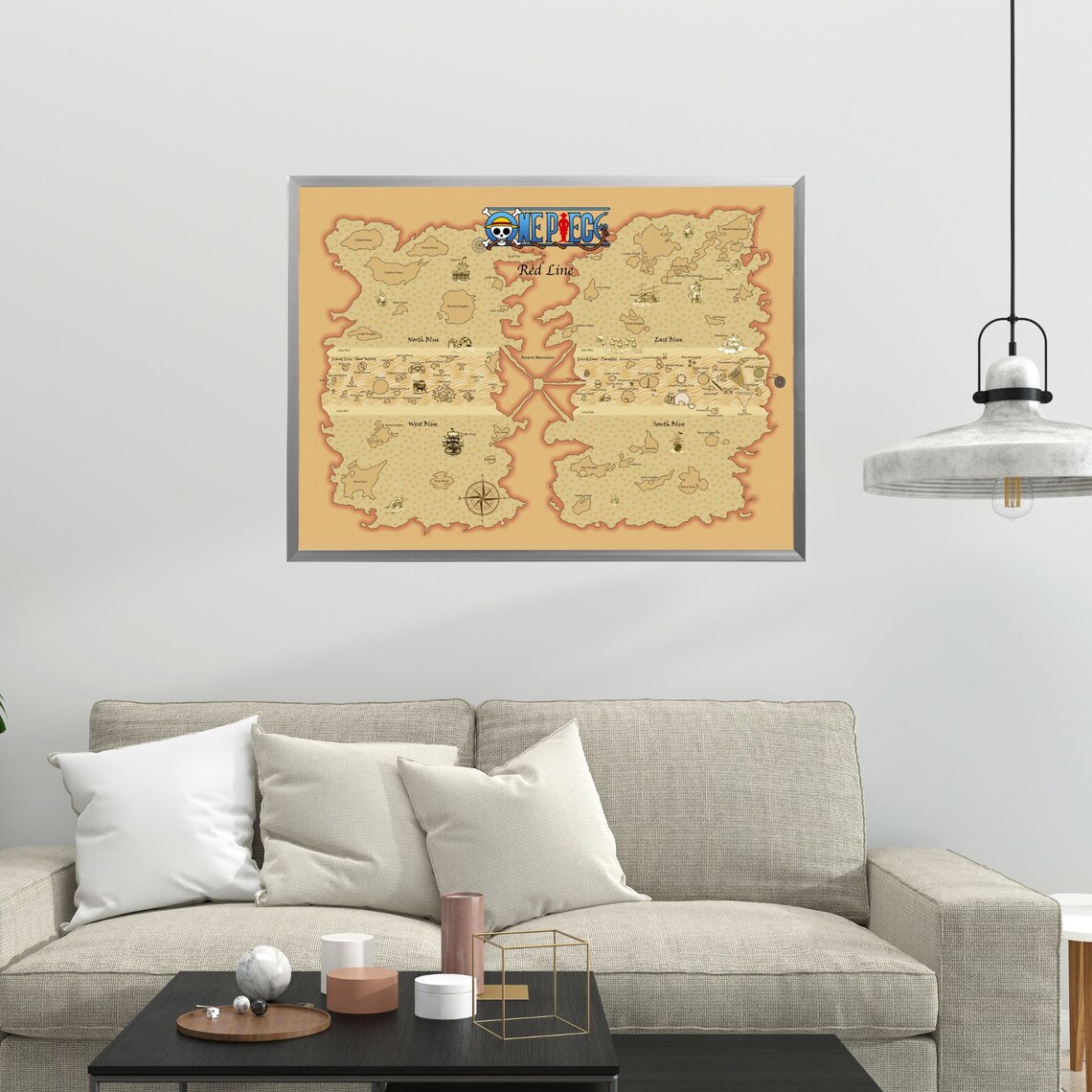 One Piece World Map Poster One Piece Map Wall Art One Piece Etsy
