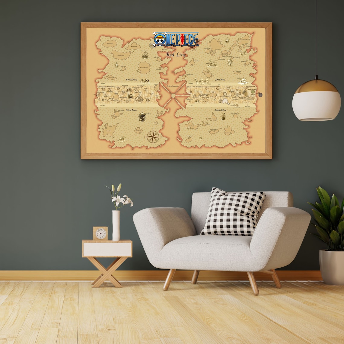 One Piece World Map Poster One Piece Map Wall Art One Piece Etsy
