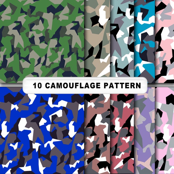 Swidish M90 Camo camouflage texture pattern bundle set army military seamless pattern print geometric illustration colorful