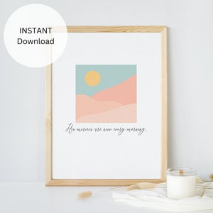 Boho Dekor Wand Kunst druckbare minimalistische Wand Kunst Druck Christian Wohnkultur Kunst Download christliche Geschenk seine Barmherzigkeit sind jeden Morgen neu