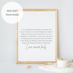 Christian Wohnkultur Kunst Druck christliche Geschenk für Haus druckbare sofortiger Download minimalistische Wand-Dekor für Ehepaar Liebe Vers