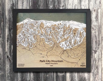 3D Park City Ski Trail Map | Park City Utah Engraved Ski Map, Skiing Wall Art, Ski Slope Map Art, Cabin Décor,  Gifts for Skiers