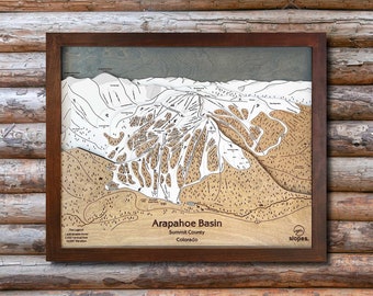 3D Arapahoe Basin Ski Trail Map | Wood Ski Slope Map Art, Engraved Ski Map, Cabin Décor,  Gifts for Skiers