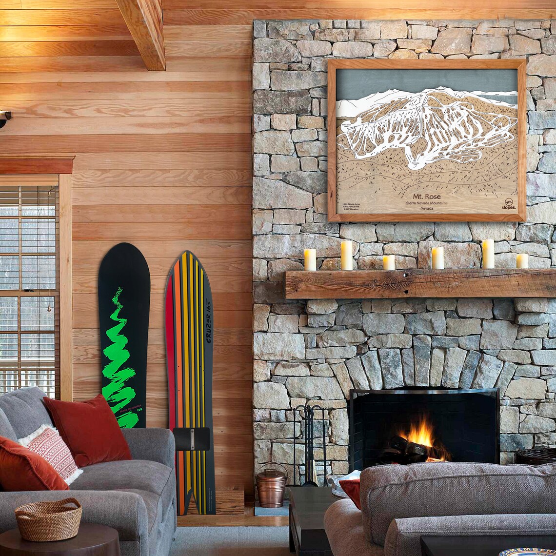 3D Mt. Rose NV Ski Trail Map | Skiing Art, Ski Slope Map Art, Engraved ...