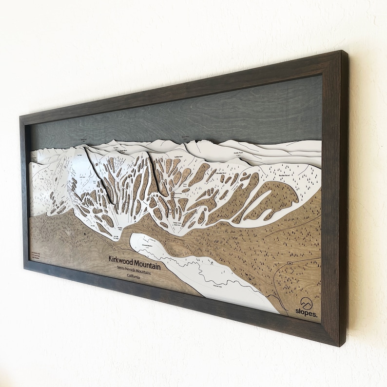3D Kirkwood Mountain CA Ski Trail Map 23 X 48 Skiing Art, Ski Slope Map