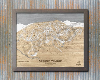 3D Killington Mountain, VT Ski Trail Map | Skiing Art, Ski Slope Map Art, Engraved Wood Maps, Cabin Décor,  Gifts for Skiers