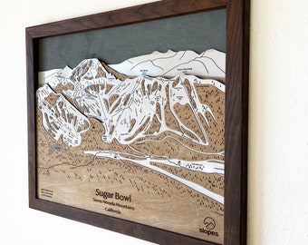 3D Sugar Bowl CA Ski Trail Map | Skiing Art, Ski Slope Map Art, Engraved Wood Maps, Cabin Décor,  Gifts for Skiers