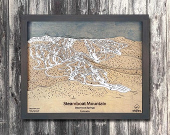 3D Steamboat Mountain, CO Ski Trail Map | Skiing Art, Ski Slope Map Art, Engraved Wood Maps, Cabin Décor,  Gifts for Skiers