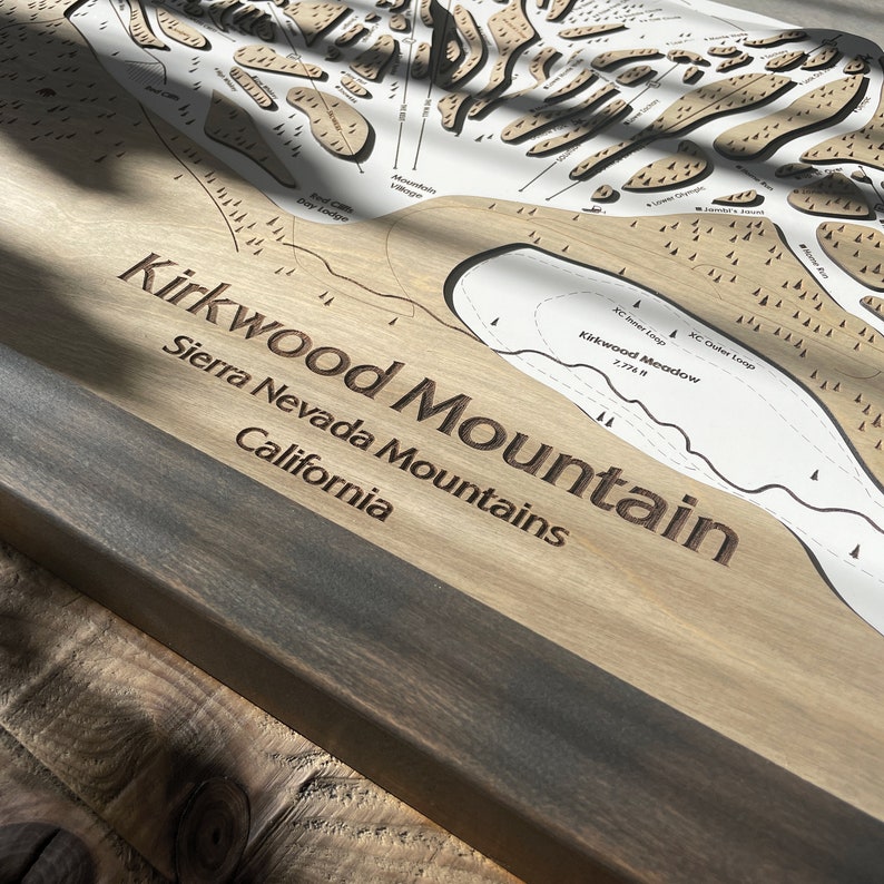 3D Kirkwood Mountain CA Ski Trail Map 23 X 48 Skiing Art, Ski Slope Map