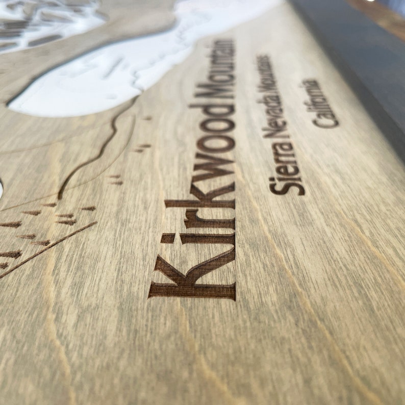 3D Kirkwood Mountain CA Ski Trail Map 23 X 48 Skiing Art, Ski Slope Map