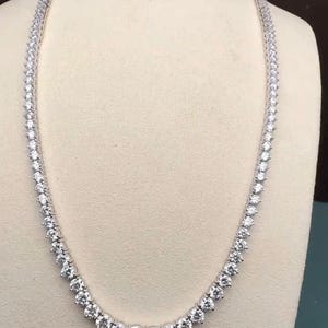 15 TCW Round Lab Grown Diamond Necklace Graduation Lab Diamond Necklace For Women Round Lab Grown Diamond Tennis Necklace For Women Gifts