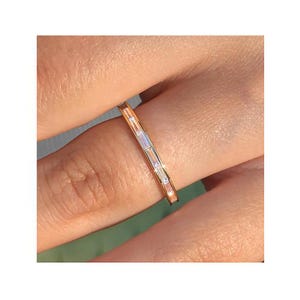 Baguette Diamond Full Eternity Band 14k Solid Gold Wedding Band Baguette Lab Diamond Band Minimalist Design Ring Stackable Ring For Women