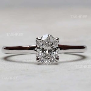 1.0 CT Oval Diamant Ring Labor Diamant Ring 14kt Massiv Weiß Rose Gelb Gold Ring Täglich Tragen Schmuck Perfekter Vorschlag Ring für Sie