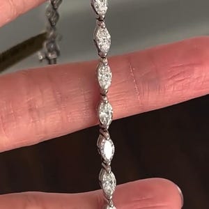 14K White Gold Tennis Bracelet Marquise Cut Lab Diamond Bracelet for Her / Him Customizable Bracelet Manmade Diamond Bracelet Foe Gift