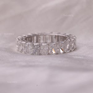 Lab Grown Diamond Wedding Band Radiant Cut Lab Diamond Full Eternity Promise Band Stackable Eternity  Diamond Band White Gold Women's Ring
